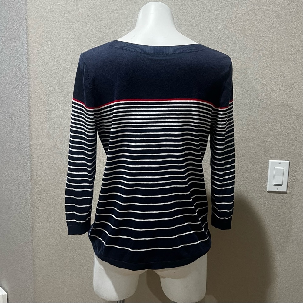 Market and Spruce bavy blue striped knit striped top - Picture 4 of 8